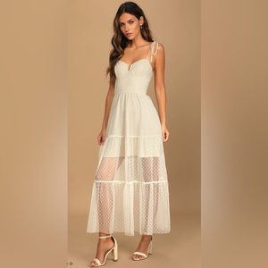 Mesh Tiered Midi Dress